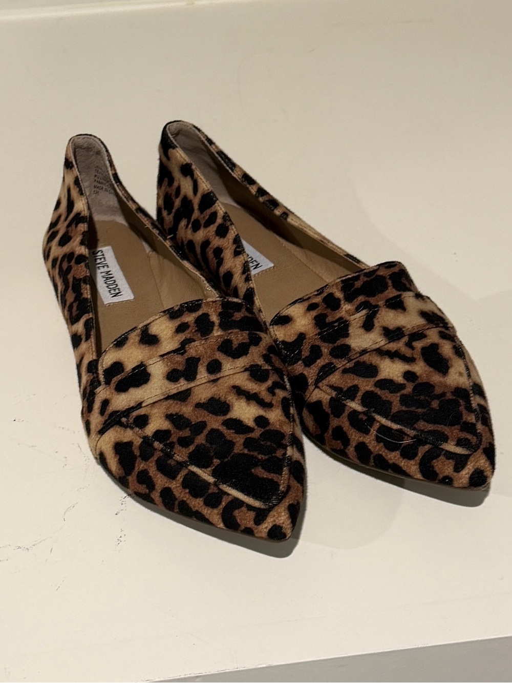 Steve Madden Leopard-Print Pointed Loafers in Brown and Black